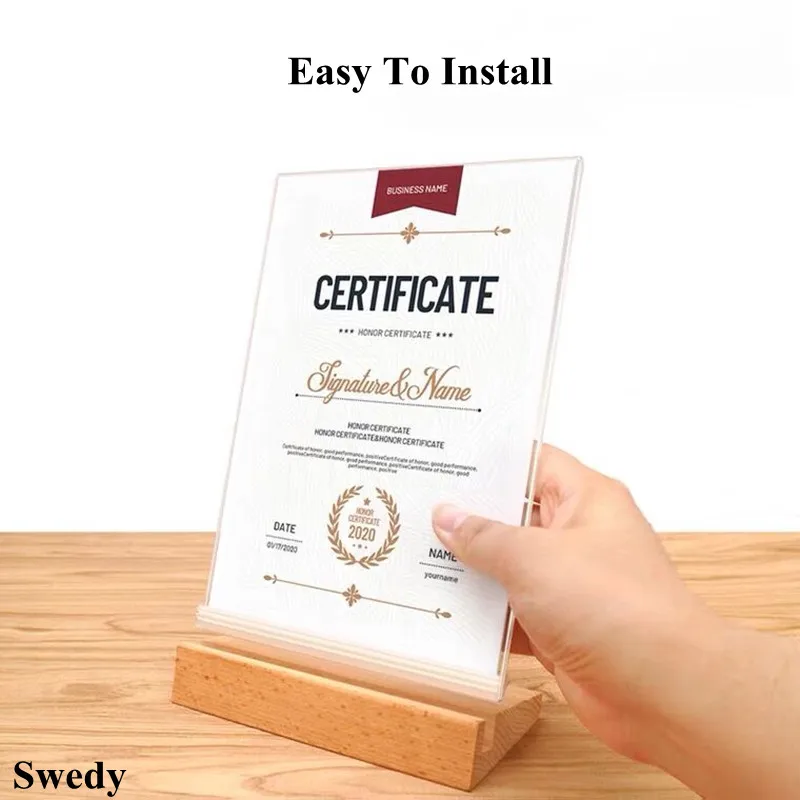 A6 T / L Shape Table Signboard Double-sided Acrylic Sign Holder Display Card Rack Menu Paper Holder Stand