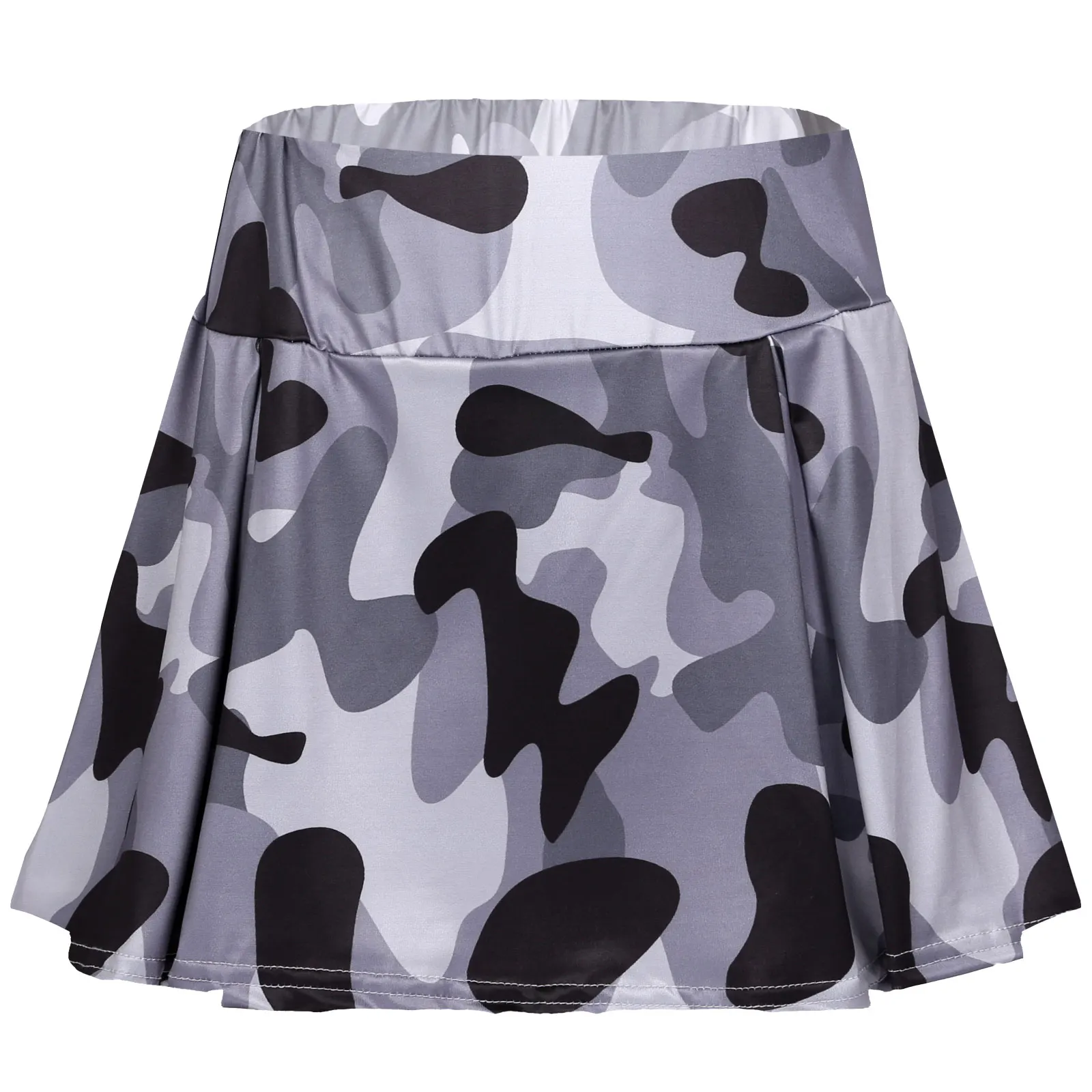 Women Camouflage Pleated Sport Skirt Girls Summer Pantskirt Volleyball Tennis Running Workout Sporty Mini Skirt Plus Size S-5XL