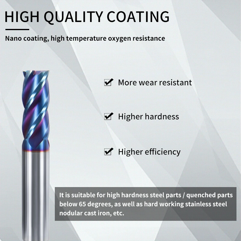 HRC 65 Carbide 4 Flute Flat End Mill Tungsten Cobalt Alloy cnc Turning Processing Tool Diameter 50-100mm Shank Metal Face Router