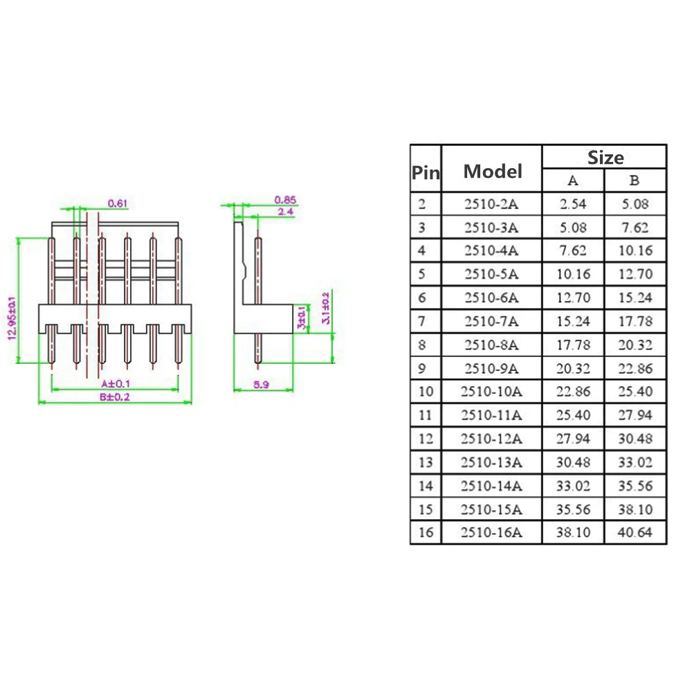 10Set DIY Kits 4 Pin KF2510-4P KF2510-3P KF2510-2P 2P/3P/4P 2.54mm Pitch Terminal Housing Pin Header Connectors Adaptor Kits