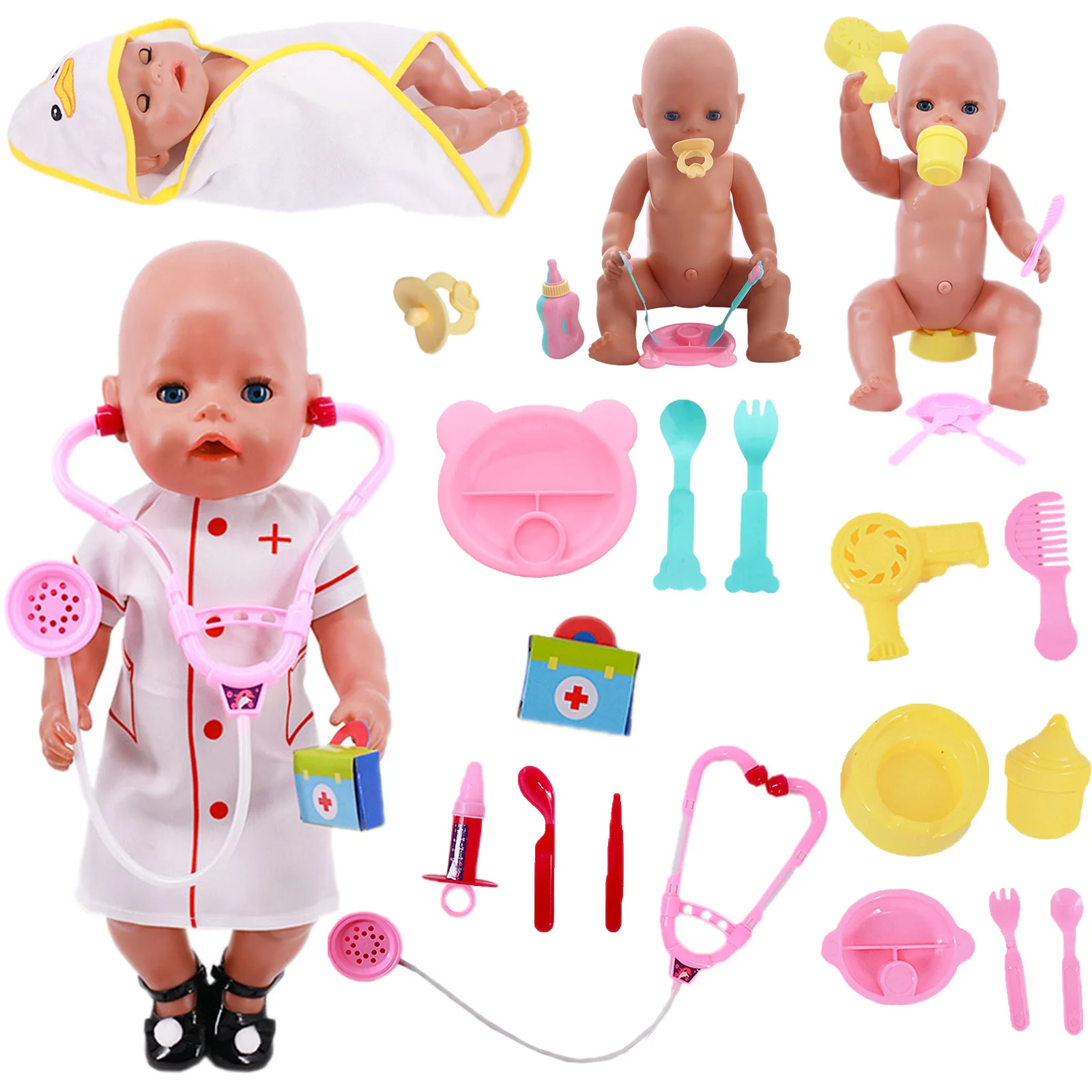 Accessoires de biSantos pour bébé, mini britware, couverture, vêtements, américain, reborn, fournitures médicales, jouets, 18 po, 43cm