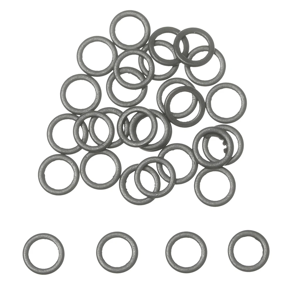 30 pces 2mm 3.2mm 3.7mm 4.4mm 5.3mmcarp pesca o anel tippet rig anel preto metal liso redondo mate terminal fim equipamento acessório