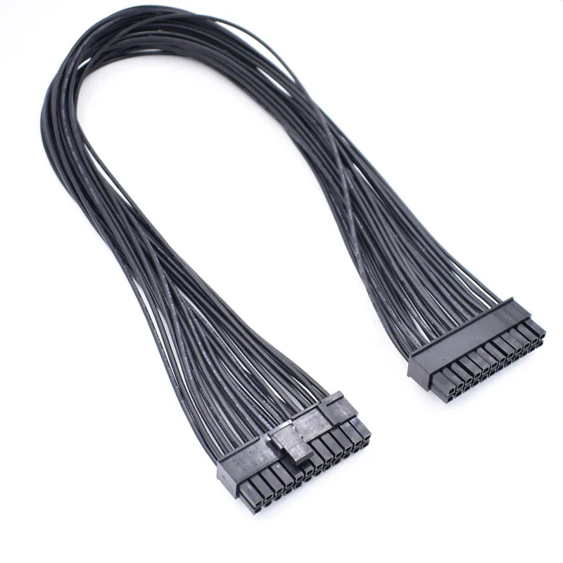 Through 24 Pin motherboard power extension cable features one male and one male 24 Pin ATX connector