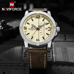 Top Brand NAVIFORCE Watches For Men Military Sports Calendar Display Leather Strap Waterproof Business Casual Quartz Wristwatch