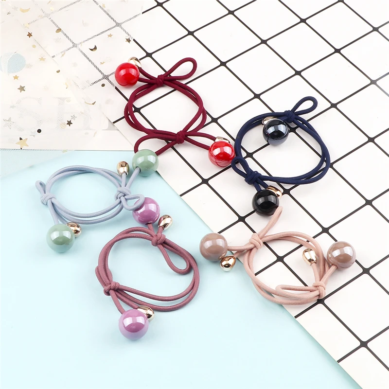 Bowknot Ball Pendant Hair Band Korean Fashion Headband Women Girls Hair Rope High Elastic Simple Scrunchie Hair Accessories Gift