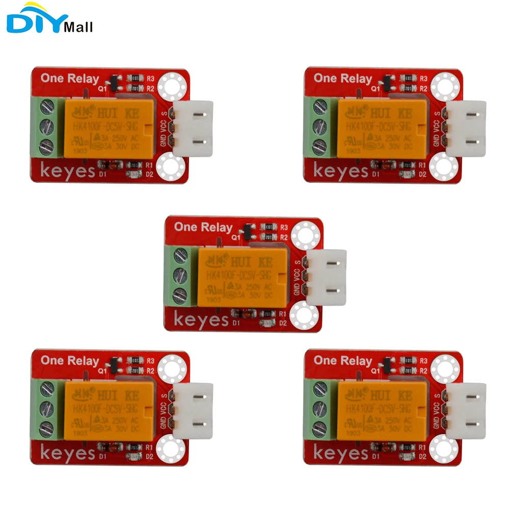 5pcs Keyes 5V One Relay 1 Channel Relay Module with anti-reverse plug for Arduino