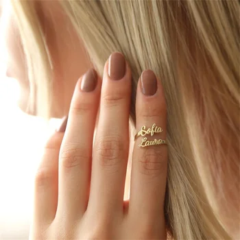 טנזולה מותאם אישית 1-3 שמות טבעת פתיחת מתכווננת נירוסטה נשים אמא בת זוגות מתנה הטובה ביותר