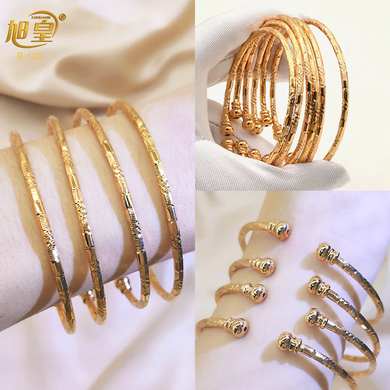 XUHUANG African Jewelry Cuff Bangles For Women Adjustable Gold Plated Bangles Hard Bracelets Dubai Indian Jewellery Wedding Gift