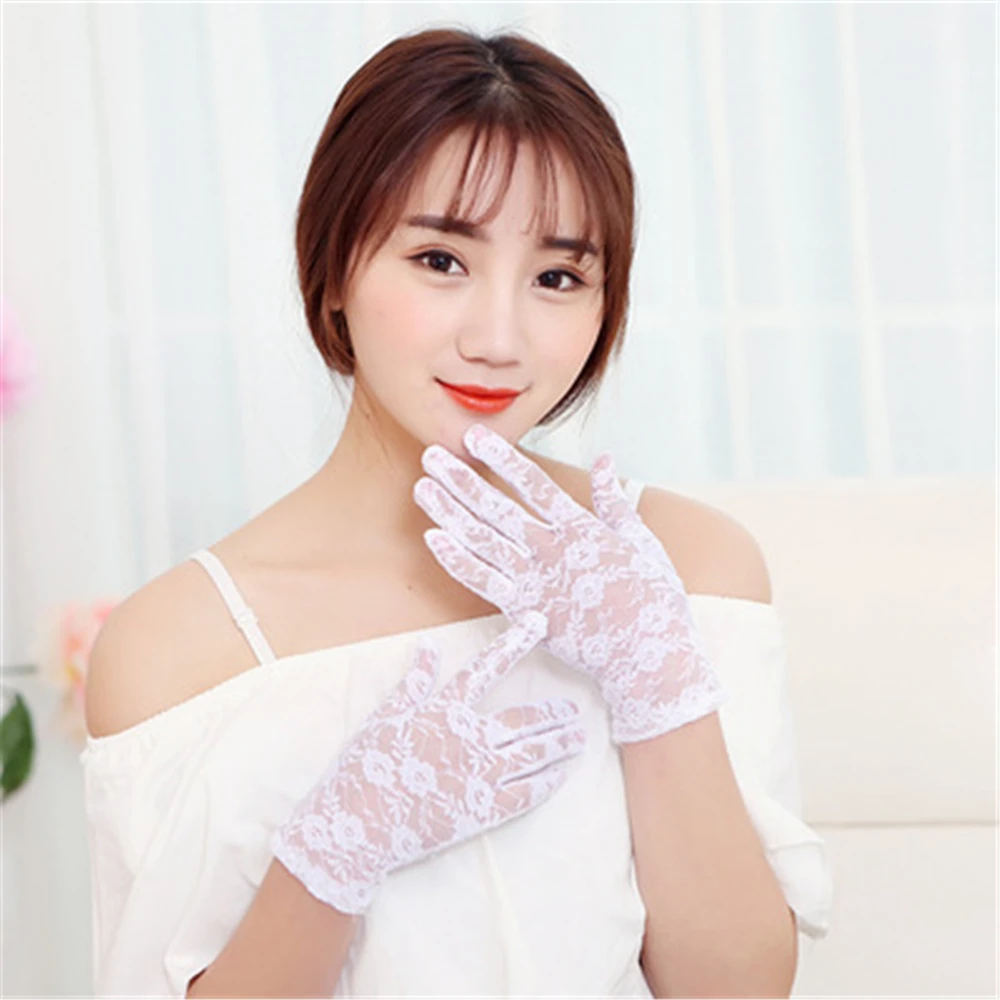 Summer New Lady\'s Black Riding and cycling short breathable sexy lace Sun protection gloves  JT006