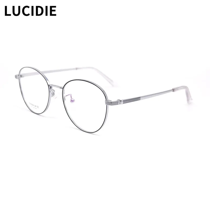 LUCIDIE 2021 IP Titanium Eye Glasses Frames for Women Retro Round Prescription Eyeglasses Men New Vintage Myopia Optical Eyewear