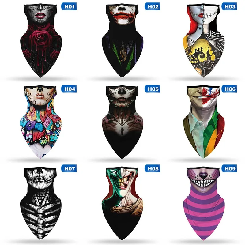 Novelty Clown Triangle Bandana Face Scarves Hanging Ear Sunshade Dustproof Breathable Cycling Hiking Neck Cover Hot