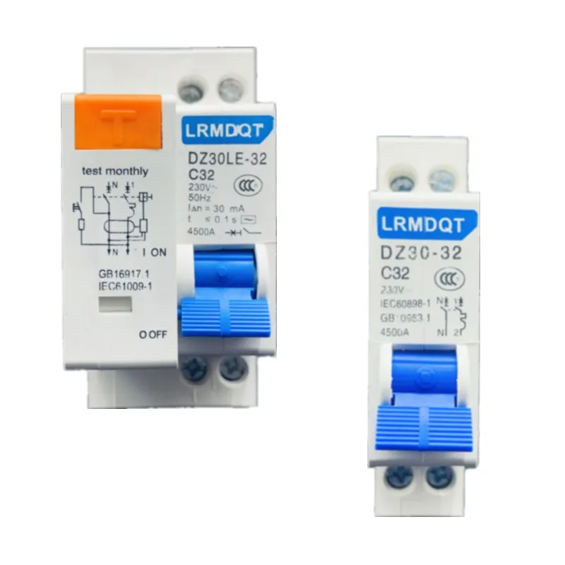 DPNL DZ30LE-32 1P+N 32A 230V 220V 50HZ 60HZ Residual Current Circuit Breaker With Over Current And Leakage Protection RCBO