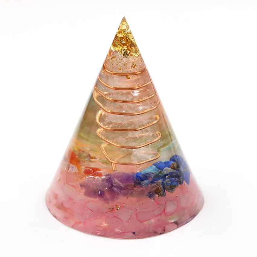 xinshangmei Reiki Healing Crystal Round Cone Orgone Energy Generator Handmade Home Decor Protection Yoga Meditation