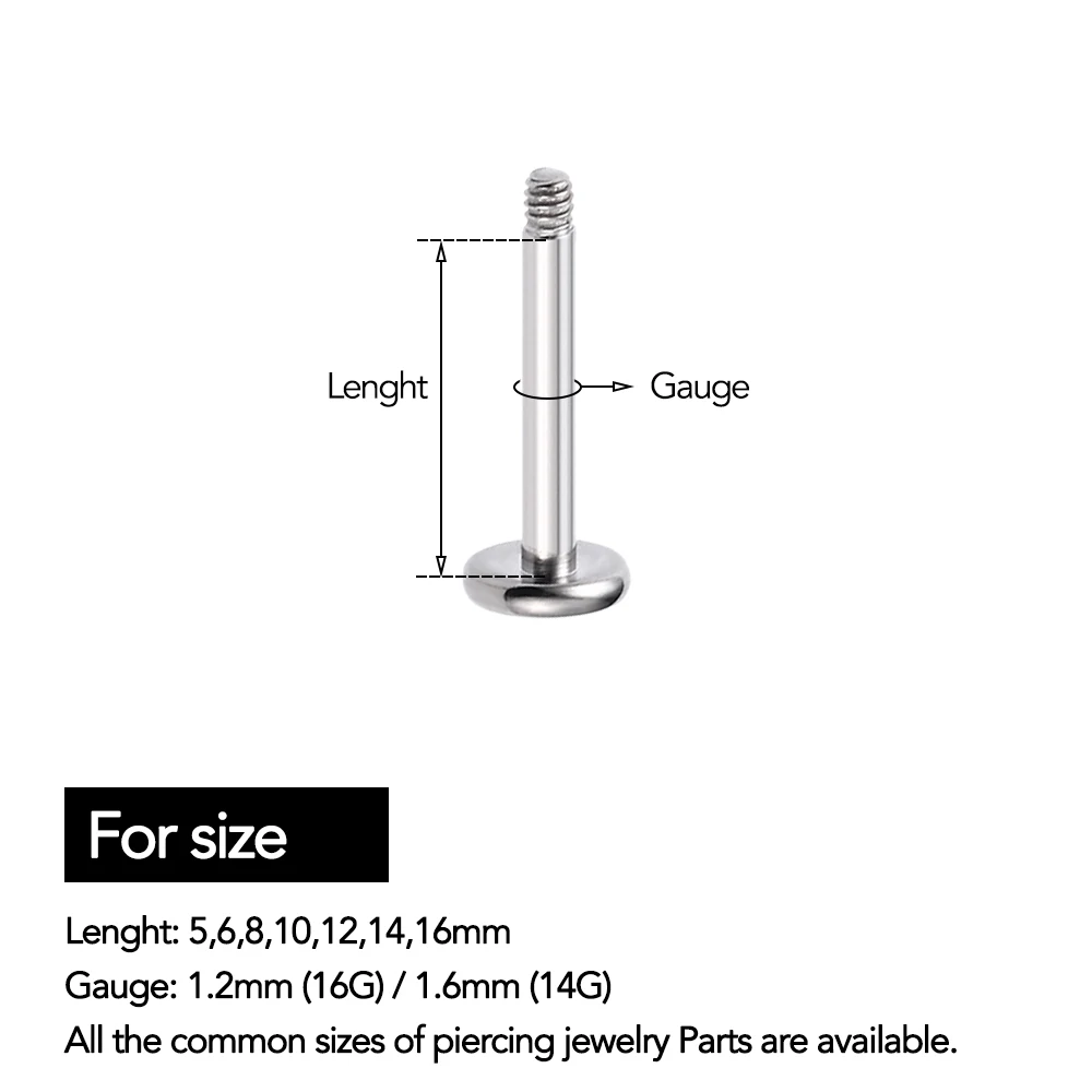 Implant Grade Titanium Labret Bar Replacement 10Pc Body Jewelry for Lip Ear Cartilage Piercing Hypoallergenic No Ends Studs