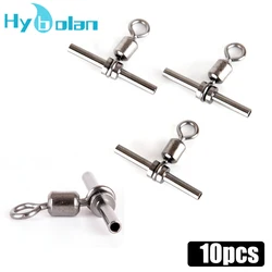 10Pcs Connector Ball Bearing Rolling Swivel Cross Line Crane Black Brass Nickle Fish Line Cross Swivel Fishing Hook Accessories