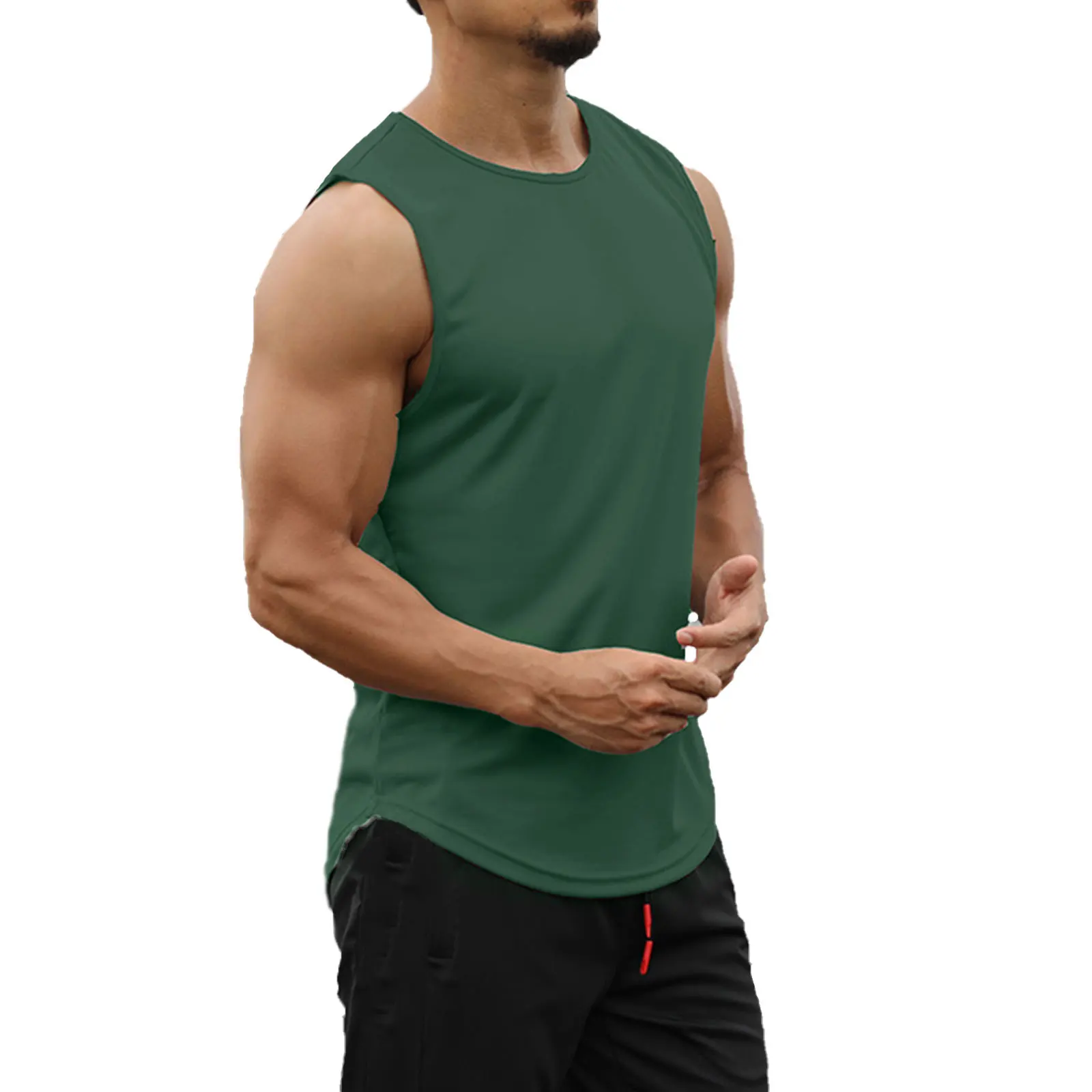 Men Sports Tank Top Summer Breathable Sleeveless Round Neck Solid Color Tops Running Fitness Tops for Men Clothing