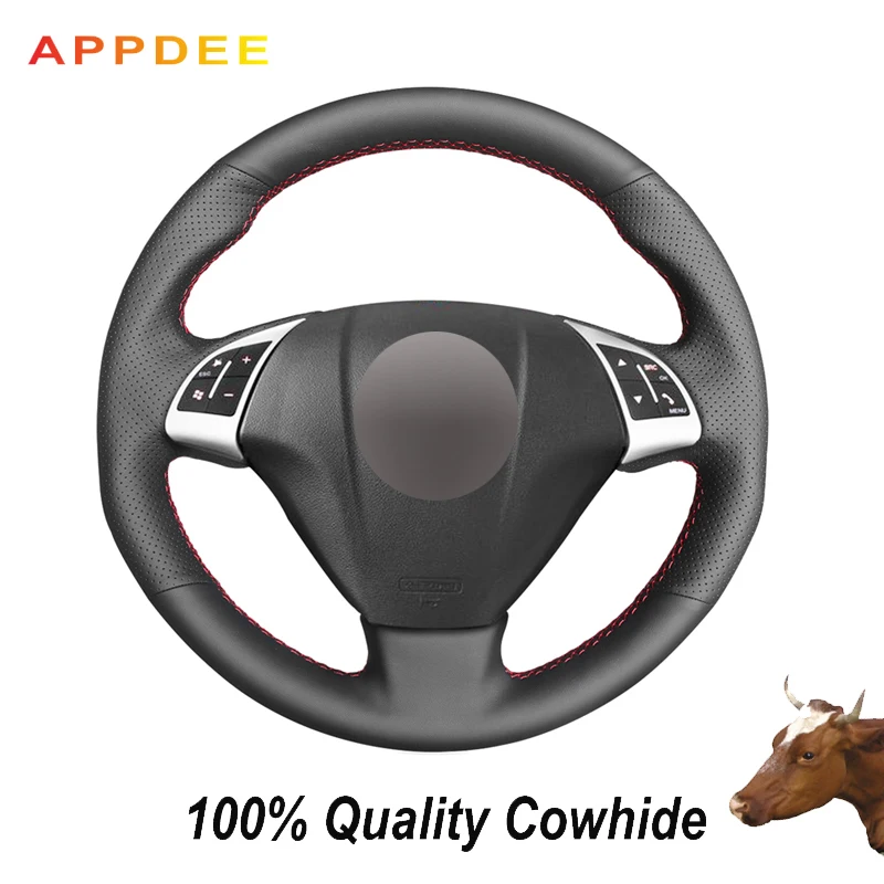 APPDEE Hand-stitched Black Genuine  Leather Steering Wheel Cover for Fiat bravo 2007-2015 doblo 2010-2014 2015 opel combo 2012