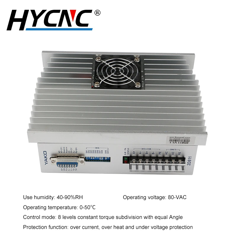 YAKO CNC 밀링 머신용 Nema 34 모터용 2 상 스텝퍼 드라이버, 2D811 80-110VAC 전압 CNC 라우터 모터 드라이버, 2D68MH