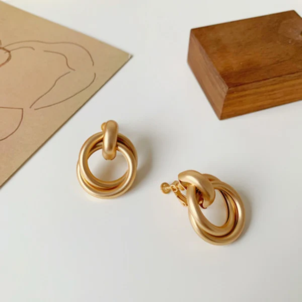 Серьги-клипсы JIOFREE золотого цвета для женщин винтажные эффектные геометрические ювелирные изделия
