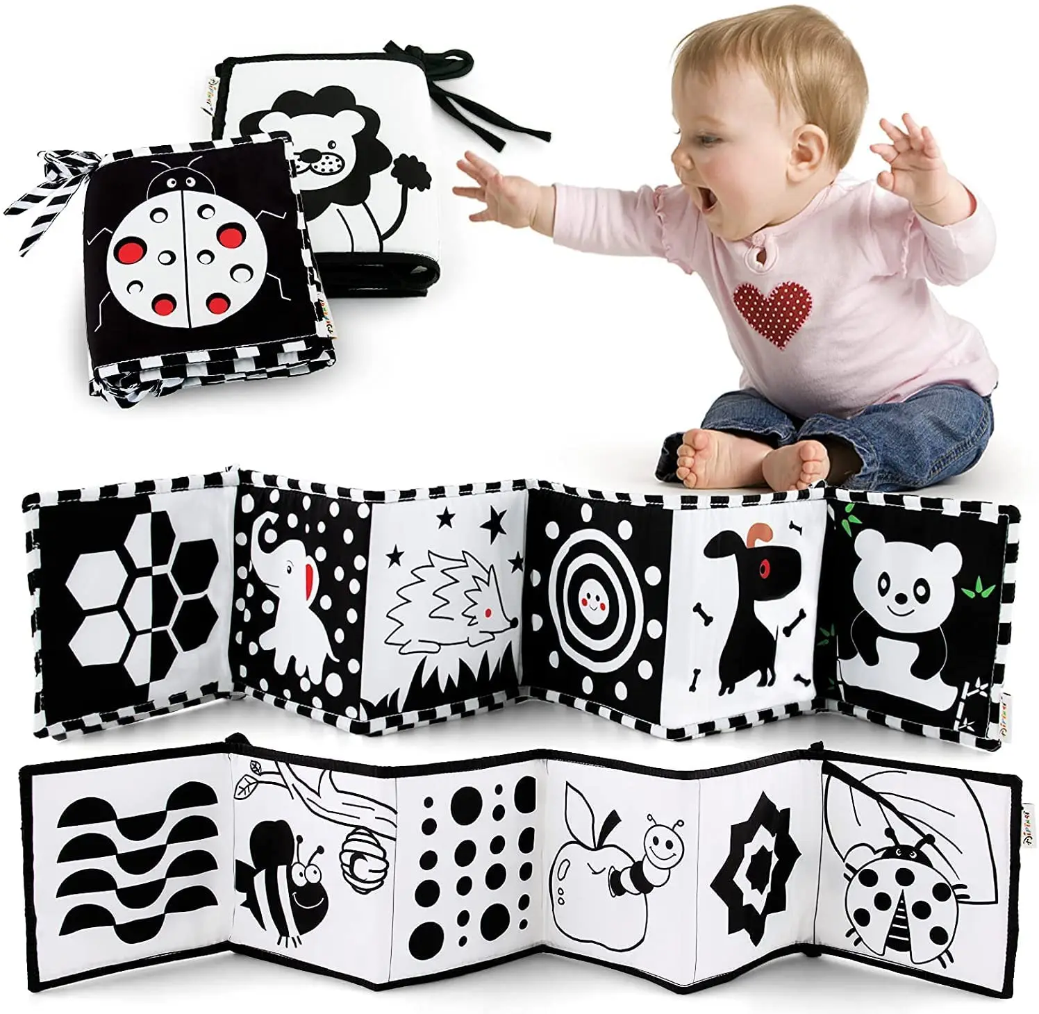 Black White Insect Lion Cloth Books Education Develop Crib Toy Baby Bed Bumper Hanging Crib Early Learning Toys Kids 0 12 Months