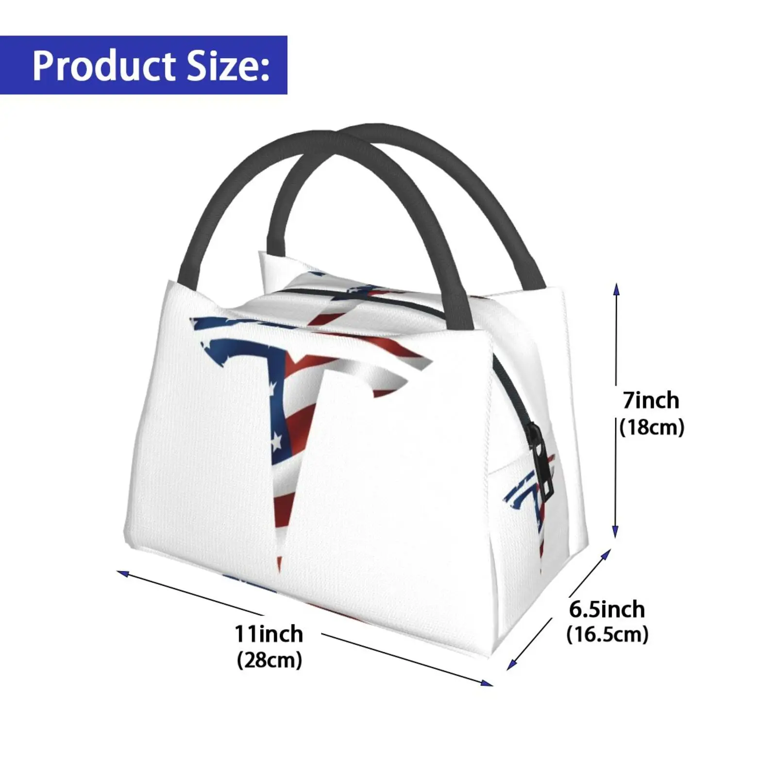 Portable Insulation Bag Patriotic Fourth Of July Tesla Logo American Flag Fourth Of July Tesla Tesla