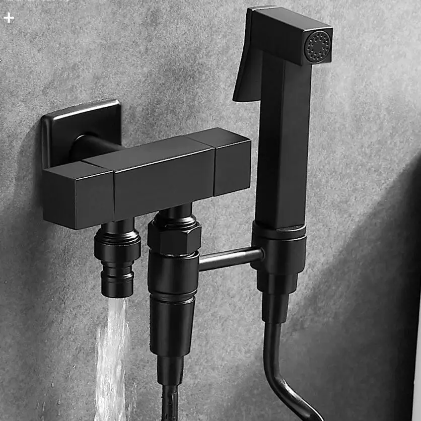 

matte black shower spray cold two way balck angle valve Bidet bidet shower black bidet shower sprayer torneira BD890