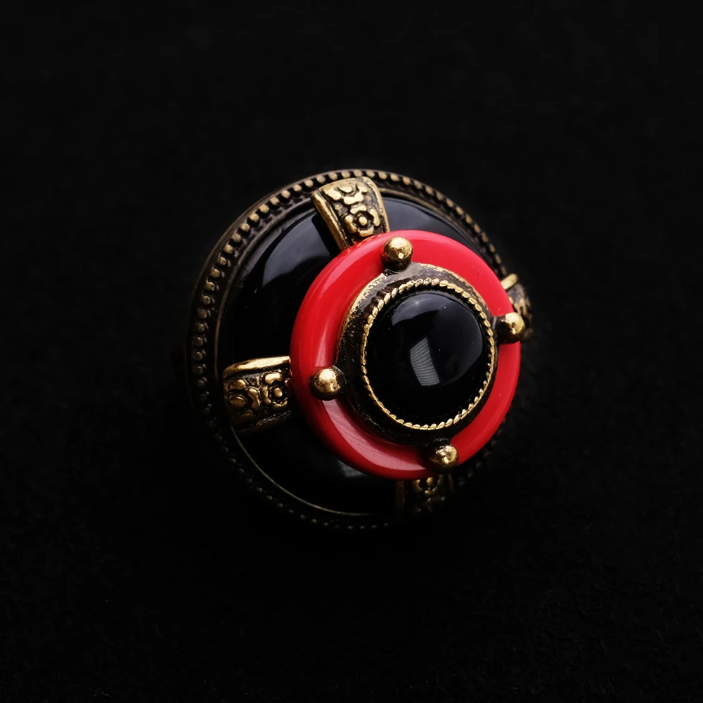 Amorita Boutique Black Natural Agate Red New Design vintage Ring