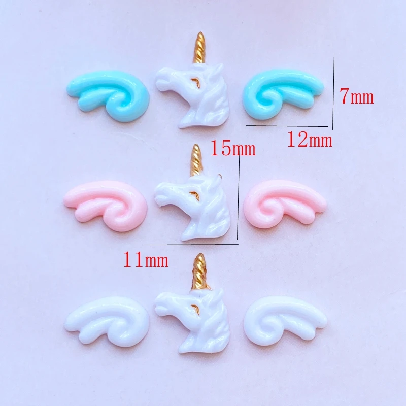 27Pcs New Cute Resin Mini Unicorn / Small Wings Flat back Cabochon Scrapbook Kawaii DIY Embellishments Accessories