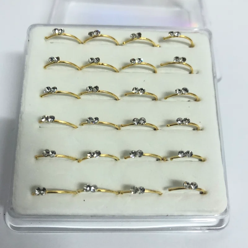 24pcs/set falešná nos obruč 925 mincovní stříbro dámská tělo piercing šperků 10mm zlato barva prsten chrupavka náušnice večírek dar nový