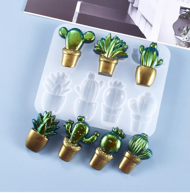 Cactus plant potted epoxy resin silicone molds for baking jewelry making for chocolate cake pendant decoration Craft DIY finding