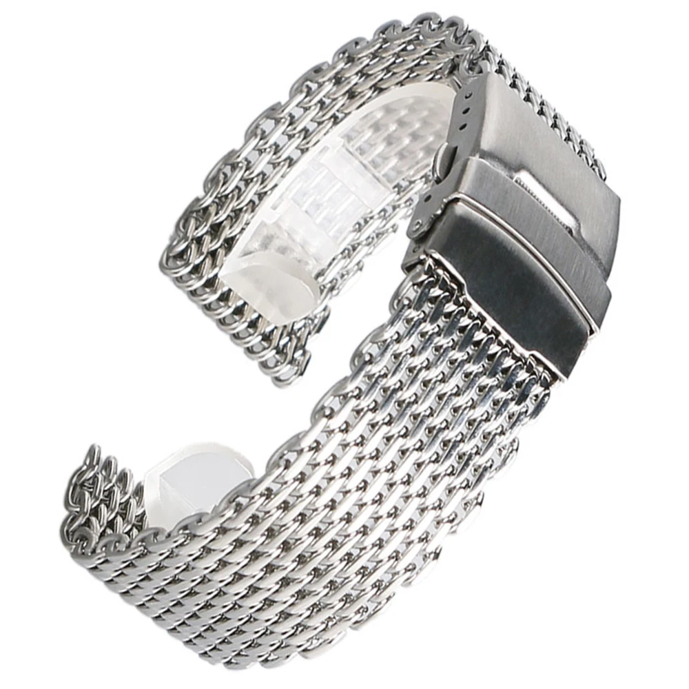 18/20/22/24mm Stainless Steel Milanese Shark Mesh Watches Band Strap Bracelet Replacement Wrist Bracelet