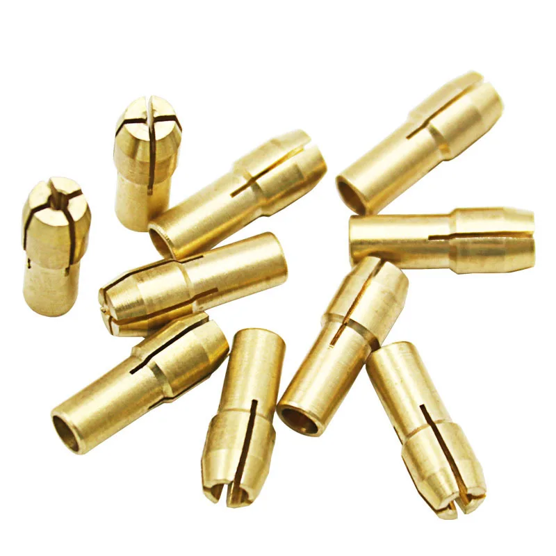 0.5-3.2mm 10pcs Electric Grinding Accessories Sets Drill Brass Electric Grinder Three-Prong Collet Chuck For Dremel Rotary Tool