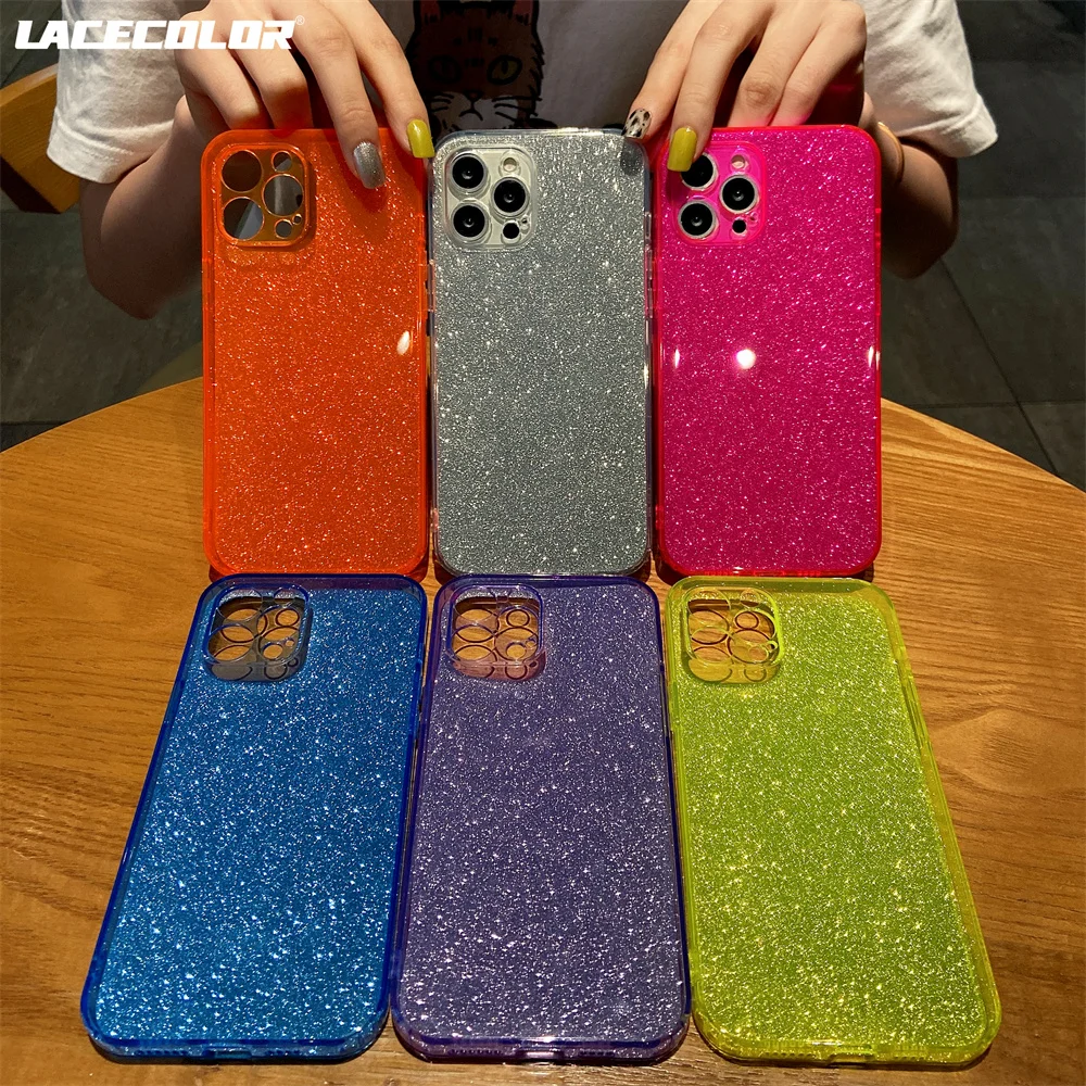 Funda de lujo con purpurina ostentosa para iPhone 14 Plus 13 12 11 Pro Max XR XS X 7 8 6S SE 3 Mini Funda suave brillante a prueba de golpes