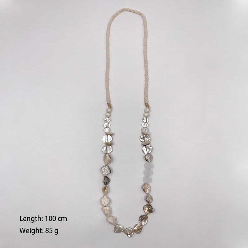 Suekees Goth Fashion Jewelry Sweater Chain Long Necklace Vintage Nature Shell Resin&Alloy Beads Necklace for Women Accessories