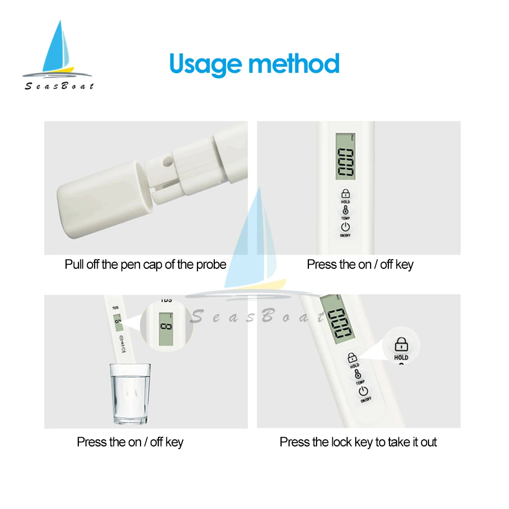 DS-M1S High Precision Digital Water Quality Tester Water Test Pen Water Quality Analysis Meter Check 0-9990 ppm Measurement