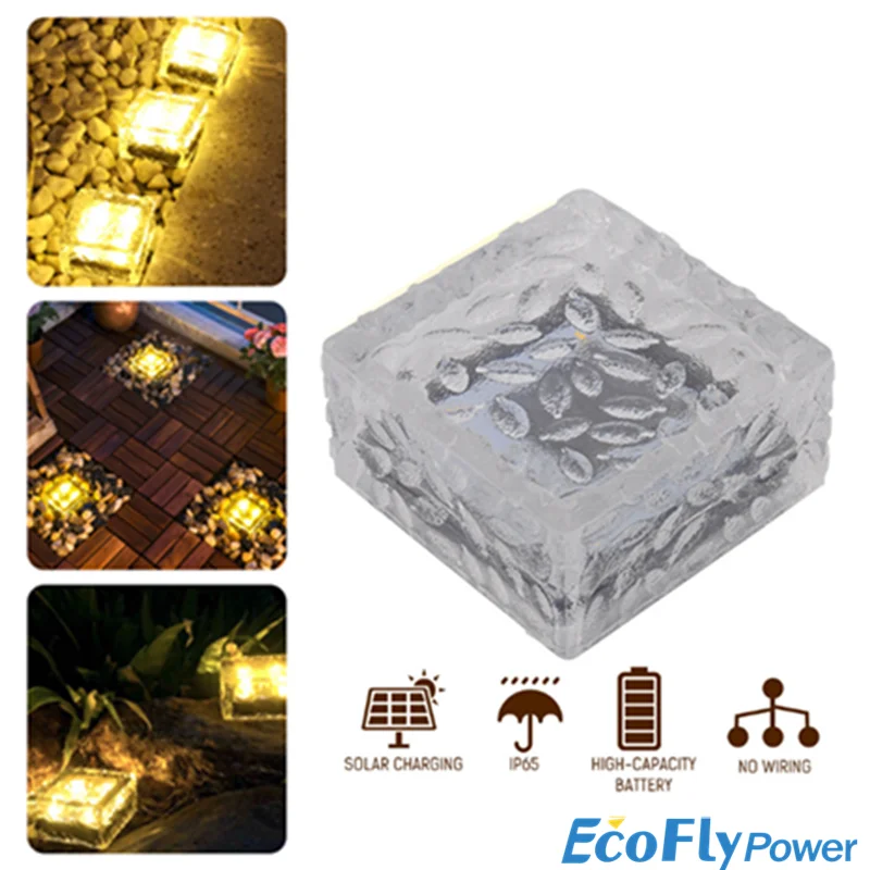 Outdoor Decorations Solar Lawn Garden Lights Decorative Brick Ice Cube LED Light for Pathway Driveway Lanscape Backyard Patio