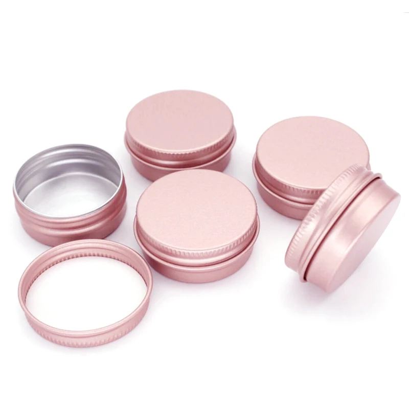 

100Pcs 15g Rose Gold Aluminum Cream Jar Lip Scrub Container Makeup Lip Gloss 15ml Empty Metal Cosmetic Containers