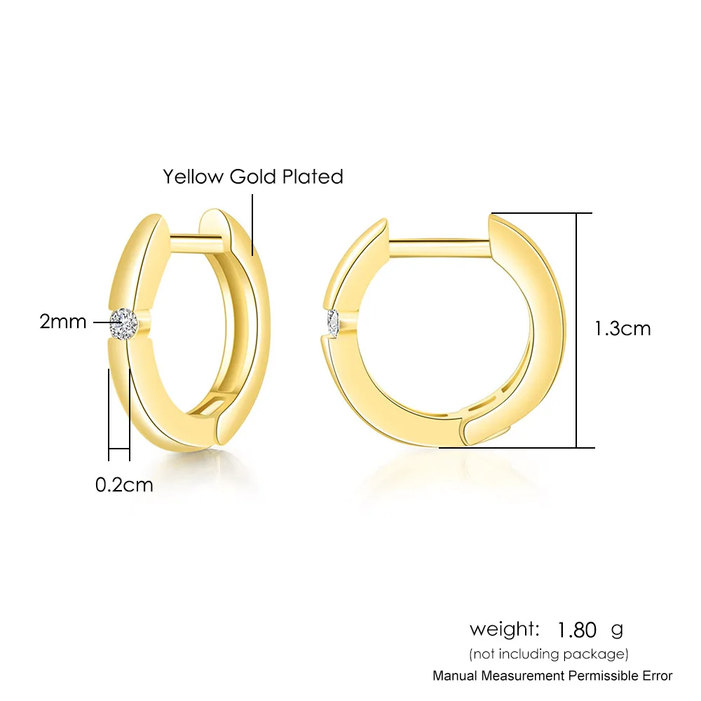 Small Hoop Earrings For Women Hip Hop Jewelry Circle Round A Zircon Gold Color Men\'s Piercing Ear Clip Wholesale KBE126