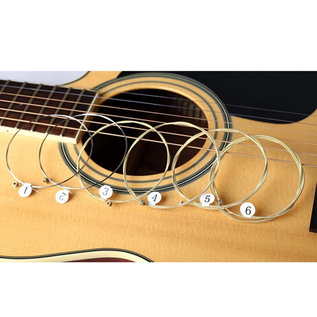 6pcs/set Folk Guitar String Replacement Parts Acoustic Guitar Copper Core Strings Kit Musical Instrument Accessories