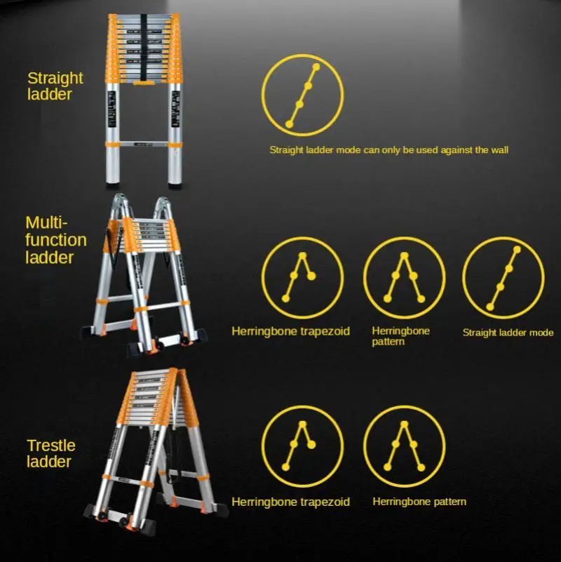 Scala telescopica scaletta scaletta pieghevole per uso domestico scala multifunzionale scala di ingegneria in lega di alluminio ispessita