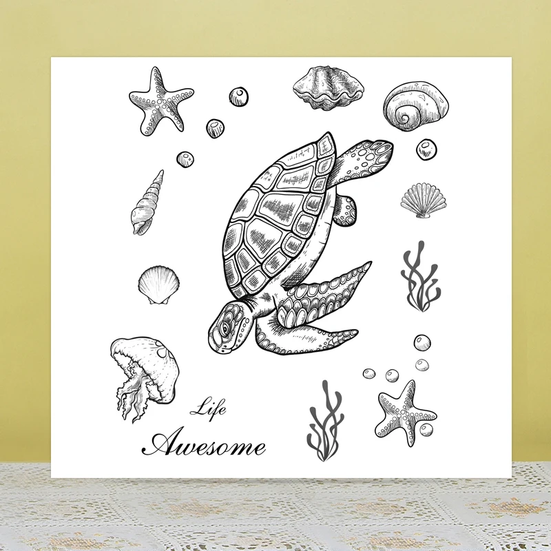 AZSG Sea turtle Clear Stamps/Seals For DIY Scrapbooking/Card Making/Album Decorative Silicone Stamp Crafts