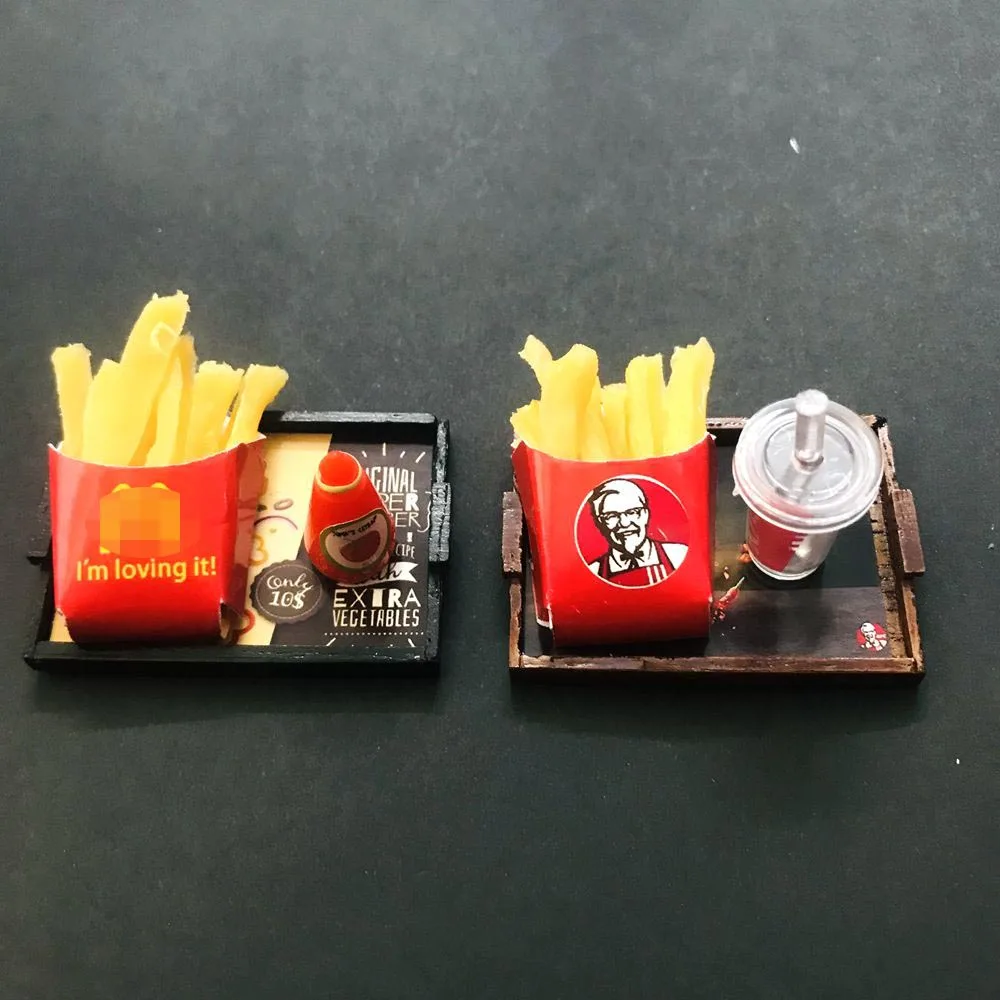 1:6 Dollhouse Miniature Fried Chips Mini Cups Fast Food for Blyth Barbies BJD Doll Kitchen Play Toys