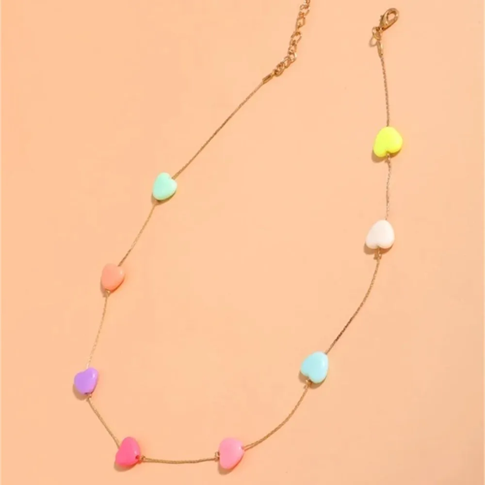 2021 Boho Vintage Fashion Ethnic Colored Heart-shaped Rope Chain Necklace For Women Hip Hop Simple All-match Jewelry Party Gift