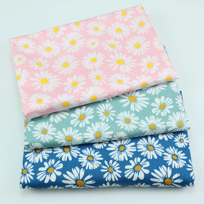 Pastoral SUNFLOWER Small Floral Printed Cloth Cotton Bed Sheet Quilt Cover Pillowcase Four-Piece Summer Pajamas  Fabric