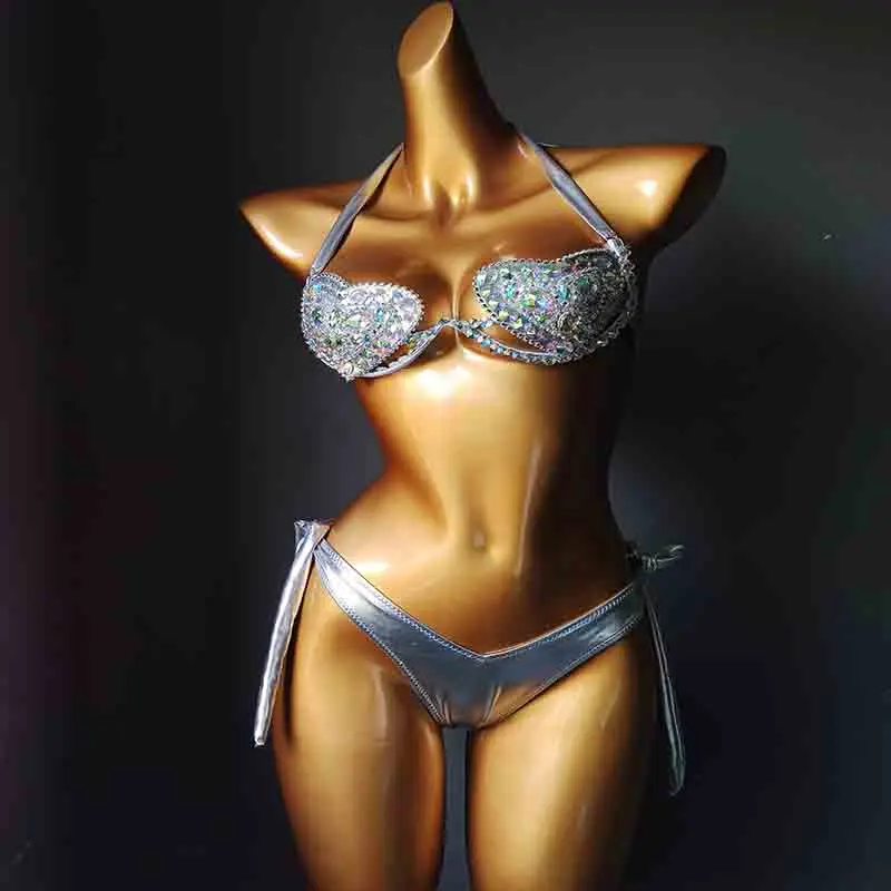 2020 venus vacation rhinestone bikini set diamond swimwear new sexy women bling stones bathing suit push up beachwear