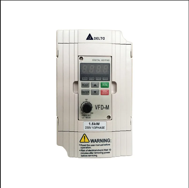 New Delta Inverter VFD015M21A, 0.4KW /0.75KW/1.5KW, Output Frequency 0.1-400Hz Carrier Frequency Up To 15kHz