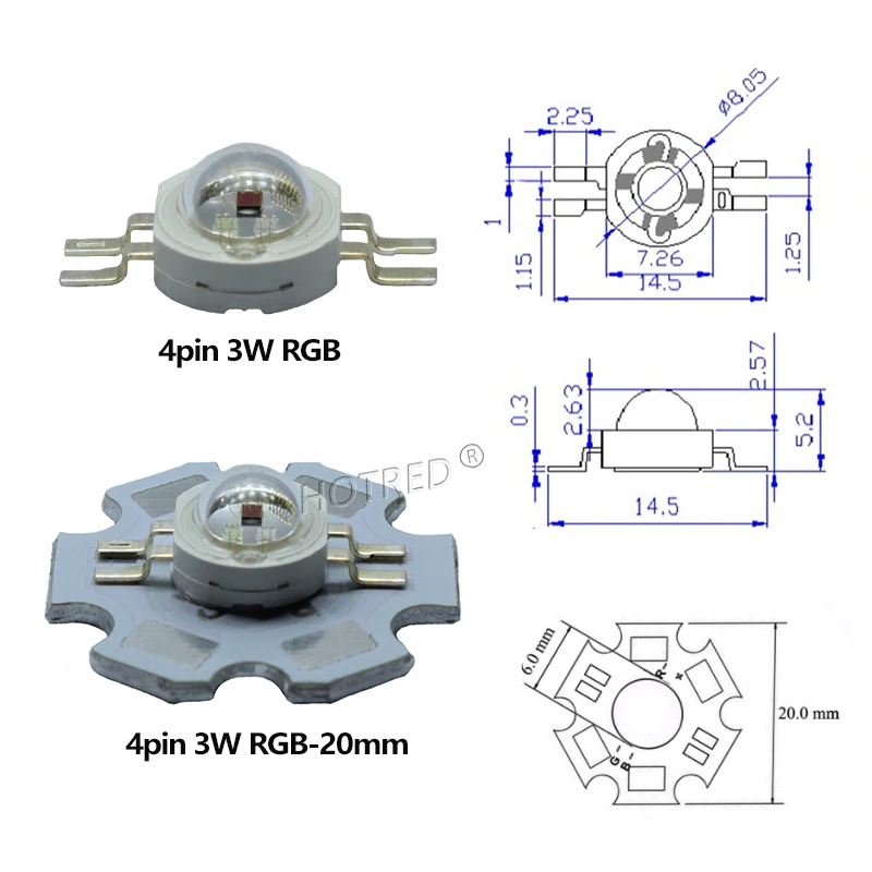 LED RGB RGBW RGBWY RGBWYV 3W 4W 5W 6W 15W 18W CRE 10W XLM High Power Bead 4pin 6pin 8pin 10pin 12pin Colorful Chip Stage lights