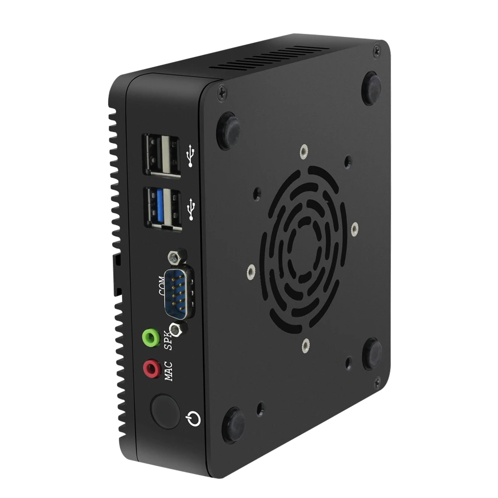 XCY-Mini PC Windows/Linux, Intel Celeron J6412, 2x COM/RS232/RS485, fanless, ordinateur industriel, avec ports HDMI, VGA, 4x USB, Ethernet, pour touristes