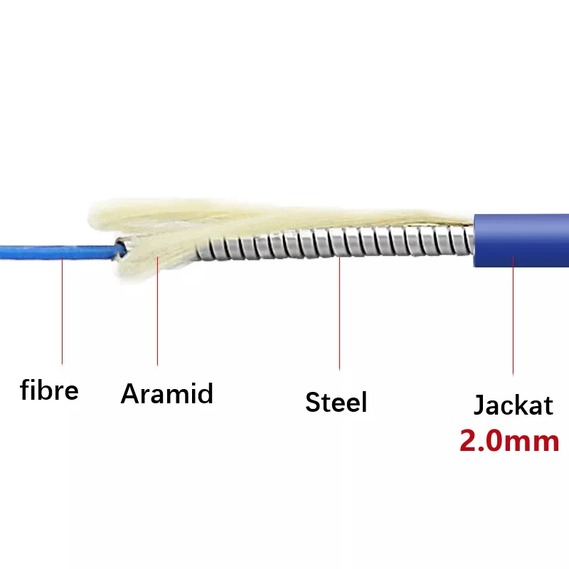 1C kabel Patch serat lapis baja 20-240 m 120mm simpleks singlemode SM SC LC FC ftth jumper 1 inti kabel serat tunggal optik 100m 50m