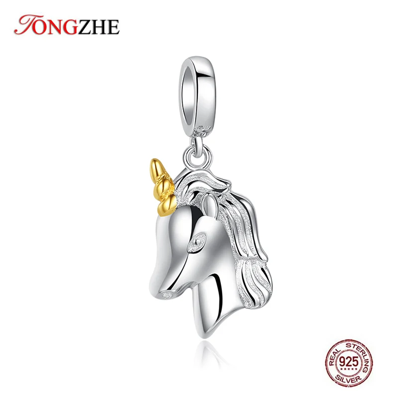 TONGZHE 2019 Real 925 Sterling Silver Pendant Horse Animal Mini Charms for Jewelry Making Fit Bracelet Gift For Girl